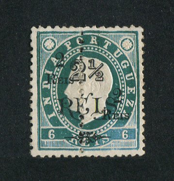 1911 - Afinsa nº 223. D. Luis I com sobretaxa e perfurado a meio. Selo de 2r/2 1/2r/6r novo sem goma como emitido. Em boas condições.