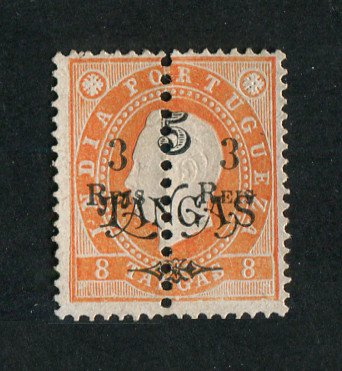 1911 - Afinsa nº 224b. D. Luis I com sobretaxa e perfurado a meio. Selo de 3r/5t/8t novo sem goma como emitido. Denteado 13 1/2. Em boas condições.