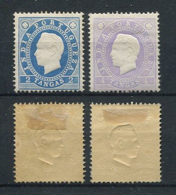 1886 - Afinsa nº 136/137. D. Luis I. Reimpressões de 1905. Série completa nova COM CHARNEIRA (*) e goma original. Em boas condições.
