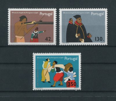 1993 - Afinsa nº 2161/2163. 450 Anos da Chegada dos Portugueses ao Japão (2º Grupo). Série nova sem charneira. Goma Original. Em boas condições.
