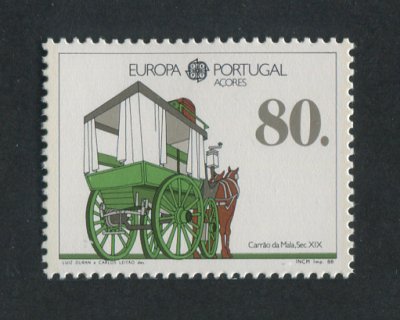 1988 - Afinsa nº 1839. Europa CEPT - Açores - Meios de Transporte e Comunicação. Série nova sem charneira. Goma Original. Em boas condições.