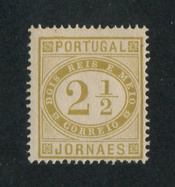 1876 - Afinsa nº 48. Jornaes. Reimpressão de 1905. 2 1/2r sem goma. BISTRE. Em boas condições.