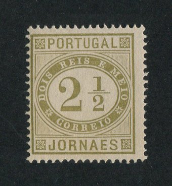1876 - Afinsa nº 48. Jornaes. Reimpressão de 1905. 2 1/2r sem goma. BISTRE ESVERDEADO. Em boas condições.
