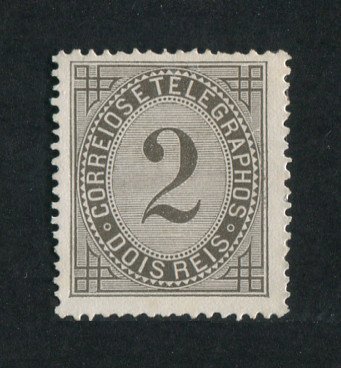 1884 - Afinsa nº 59. Taxa de Telegramas. Reimpressão de 1885. 2 reis sem goma como emitido. Denteado 13 1/2. Em boas condições.