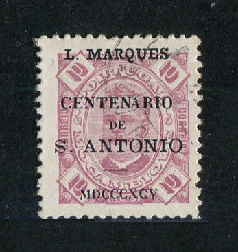 1895 - Afinsa nº 25. D. Carlos com sobrecarga "CENTENARIO DE S. ANTONIO". Selo de 10 reis usado. Em boas condições.