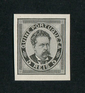1886 - Afinsa nº 24. D. Luis I. PROVA NÃO DENTEADA de 5r. COR PRETA. Sem goma. Em boas condições.