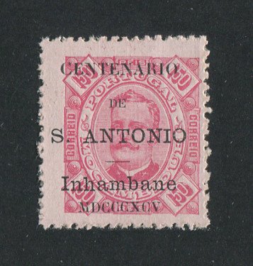 1895 - Afinsa nº14. D. Carlos I com sobrecarga "Centenário de S. António". Selo de 150 reis novo sem goma como emitido. Em boas condições.