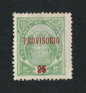 1895 - Afinsa nº 28. Elefantes com sobrecarga PROVISORIO. Selo de 25r/80r novo sem goma como emitido. Em boas condições.