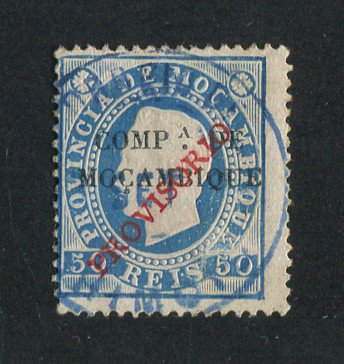 1895 - Afinsa nº 26c. D. Luis com sobrecarga local PROVISORIO. Sobrecarga A. Selo de 50r usado. Denteado 13 1/2. Em boas condições.