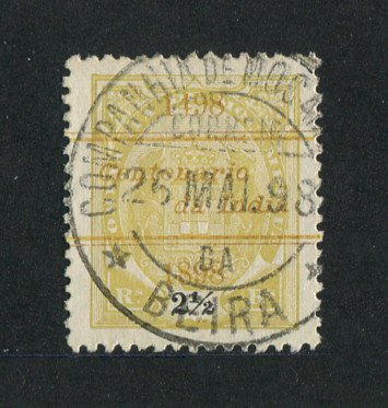 1898 - Afinsa nº 29. Elefantes com sobrecarga "Centenário da India". Selo de 2 1/2r usado. Denteado 12 1/2. Em boas condições.