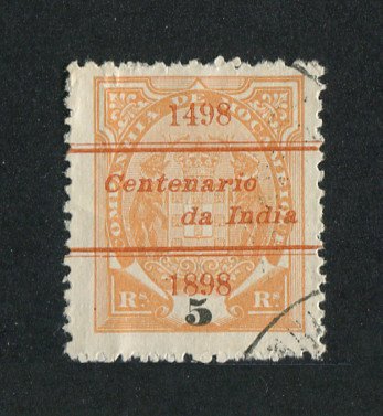 1898 - Afinsa nº 30. Elefantes com sobrecarga "Centenário da India". Selo de 5r usado. Denteado 12 1/2. Em boas condições.