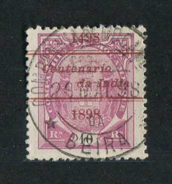 1898 - Afinsa nº 31. Elefantes com sobrecarga "Centenário da India". Selo de 10r usado. Denteado 12 1/2, papel pontinhado. Em boas condições.