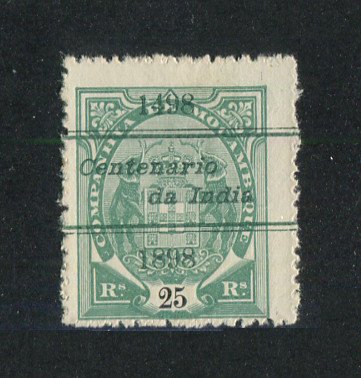1898 - Afinsa nº 34b. Elefantes com sobrecarga "Centenário da India". Selo de 25r novo sem goma como emitido. Denteado 13 1/2, papel pontinhado. Em boas condições.