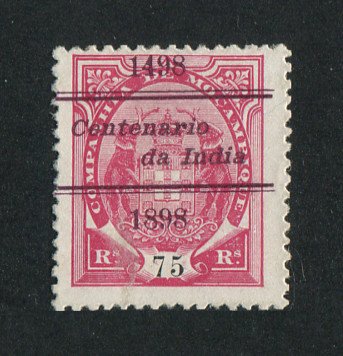 1898 - Afinsa nº 36b. Elefantes com sobrecarga "Centenário da India". Selo de 75r novo sem goma como emitido. Denteado 12 1/2, papel porcelana. Em boas condições.