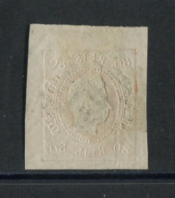 1866/7 - Afinsa nº 24. D. Luís I, fita curva. EXEMPLAR DE LUXO. Selo de 80 reis usado. Boas margens. Em boas condições.