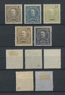 1900 - Afinsa nº 95/99. D. Carlos I. Série completa nova sem goma como emitida. Em boas condições.