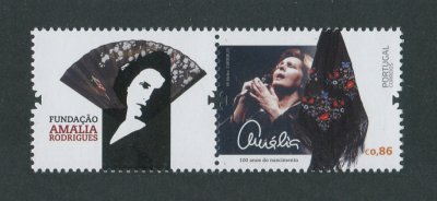 2020 - Afinsa nº 5273a. Amália Rodrigues - 100 Anos do Nascimento - Selo Corporativo. Novo sem charneira. Em boas condições.