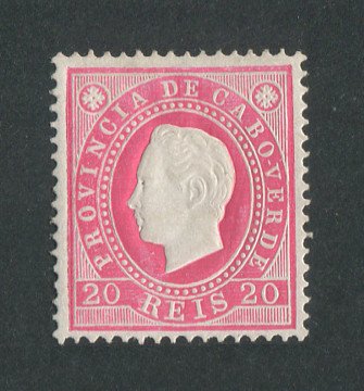1886 - Afinsa nº 17b. D. Luis I. Selo de 20 reis novo, COM CHARNEIRA (*) e goma original. Denteado 13 1/2. Em boas condições.