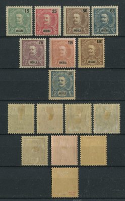 1903 - Afinsa nº  79/86. D. Carlos I. Série completa nova COM CHARNEIRA (*) e goma original. Em boas condições.