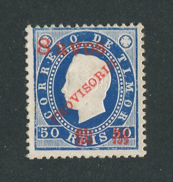 1894 - Afinsa nº 44. D. Luis I com sobretaxa e sobrecarga PROVISORIO. Selo de 8a/50r novo sem goma como emitido. Em boas condições.