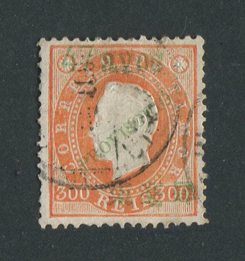1894 - Afinsa nº 48. D. Luis I com sobretaxa e sobrecarga PROVISORIO. Selo de 47a/300r usado. Em boas condições.