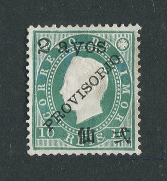 1894 - Afinsa nº 40a. D. Luis I com sobretaxa e sobrecarga PROVISORIO. Selo de 2a/10r novo sem goma como emitido. ERRO ''AYOS'' em vez de ''AVOS''. Em boas condições.