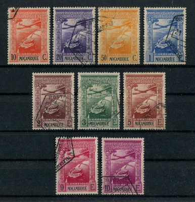 1938 - Correio Aéreo nº 1/9. Império colonial Português. Série completa USADA. Em boas condições.