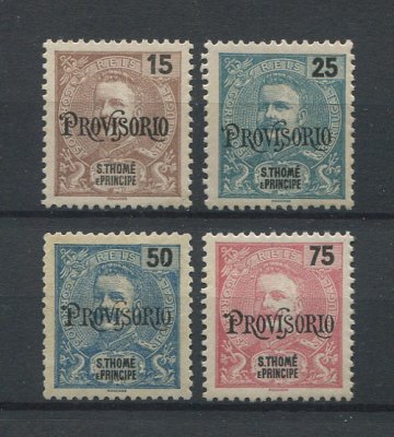 1903 - Afinsa nº 83/86. D. Carlos I com sobrecarga PROVISORIO. Série completa nova, SEM GOMA. Em boas condições.