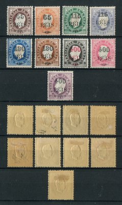 1902 - Afinsa nº  53/61. D. Luis I com sobretaxa. Série completa nova COM CHARNEIRA (*) e goma original. Todos em denteado 12 1/2. Em boas condições. (LER DESCRIÇÃO)