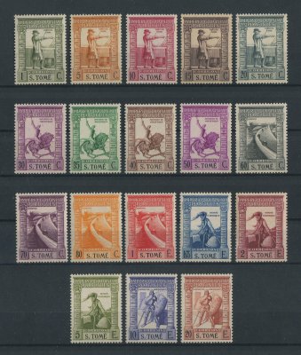 1938 - Afinsa nº 298/315. Império Colonial. Legenda S.Tomé. Série nova completa SEM CHARNEIRA (**) e com goma original. Em boas condições.