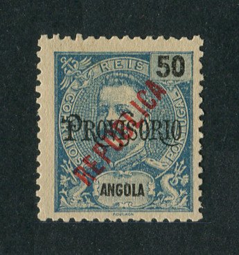 1914 - Afinsa nº 176. D. Carlos I com sobretaxa e sobrecarga local REPUBLICA. Selo de 50r novo, sem goma como emitido (emitido com e sem goma). Em boas condições.