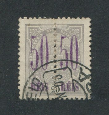 1900 - Afinsa nº 43. Elefantes com sobretaxa. Selo de 50r/20r usado. Papel pontinhado. Em boas condições. Muito raro.