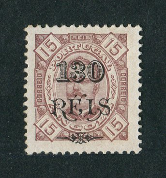 1902 - Afinsa nº 69a. D. Carlos I com sobretaxa. Selo de 130r/75r novo, SEM GOMA. Denteado 11 1/2, papel porcelana. Em boas condições.