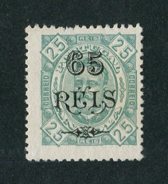 1902 - Afinsa nº 65b. D. Carlos I com sobretaxa. Selo de 65r/25r novo SEM GOMA. Papel pontinhado, denteado 12 1/2. Em boas condições.
