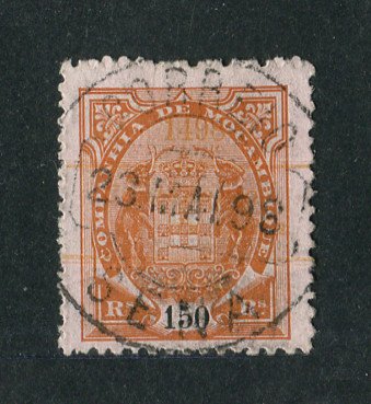 1898 - Afinsa nº 39. Elefantes com sobrecarga "Centenário da India". Selo de 150r usado. Denteado 12 1/2. Em boas condições.