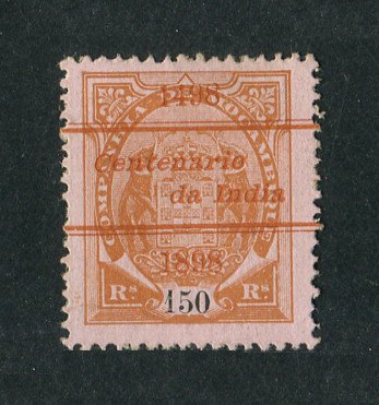 1898 - Afinsa nº 39b. Elefantes com sobrecarga "Centenário da India". Selo de 150r novo sem goma como emitido. Denteado 13 1/2. Em boas condições.