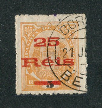 1900 - Afinsa nº 42. Elefantes com sobretaxa. Selo de 25r/5r usado. Denteado irregular usual nesta emissão, não sendo considerado defeito. Em boas condições.