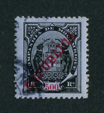 1911 - Afinsa nº 90a. Elefantes. Selo de 500r usado. "5" COM BANDEIRA CURTA. Em boas condições.