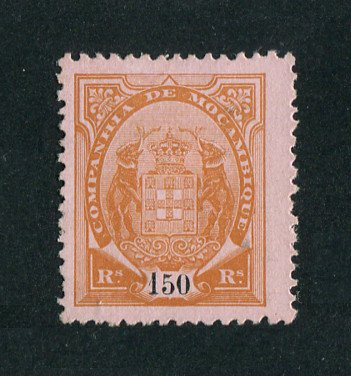 1895 - Afinsa nº 21b. Elefantes. Selo de 150r novo sem goma como emitido. Denteado 12 1/2. "5" COM BANDEIRA CURTA. Em boas condições.
