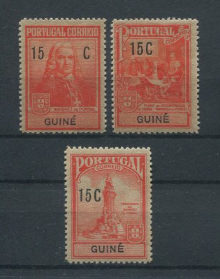 1925 - Imposto Postal. Afinsa nº 5a/7a. Marquês de Pombal. Série completa nova SEM CHARNEIRA (**) e com goma original, EM PAPEL PARAFINADO. Em boas condições. RARA. (ler descrição)