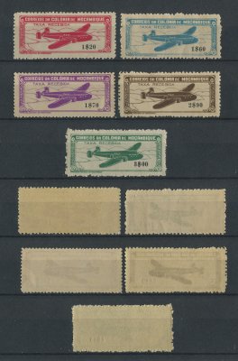 1946 - Correio Aéreo. Afinsa nº 11/15. Avião. Série completa nova SEM CHARNEIRA (**) e com goma original. Em boas condições. (extremamente rara sem charneira)