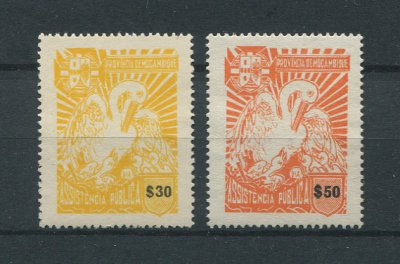 1957 - Imposto Postal Telegráfico nº 58/59. Pelicanos. Série completa nova, SEM GOMA. Em boas condições.