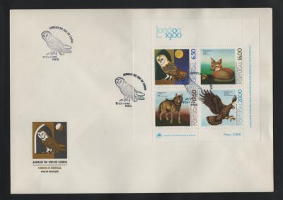 1980 - FDC Bloco nº 32. Animais do Zoo de Lisboa. Carimbo do Porto. Em boas condições.