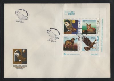 1980 - FDC Bloco nº 32. Animais do Zoo de Lisboa. Carimbo de Ponta Delgada. Em boas condições.