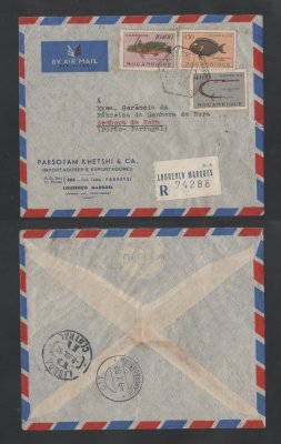 1952 - Carta Registada de Moçambique para Portugal (Senhora da Hora). Carimbo de chegada no verso. Em boas condições.