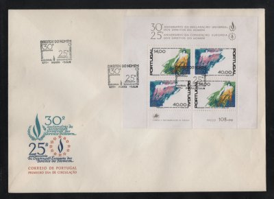 1978 - FDC Bloco nº 24. Direitos do Homem. Carimbo do Porto. Em boas condições.