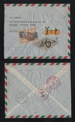 1973 - Carta registada da Guiné para os EUA. Selos de 15$00 e 2$50. Carimbo de chegada no verso. Em boas condições.
