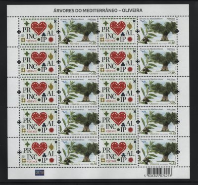 2017 - Folha Miniatura nº 90. Árvores do Mediterrâneo - Oliveira. Nova sem charneira. Em boas condições.