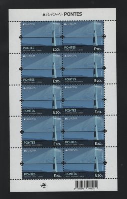 2018 - Folha Miniatura nº 91. Europa - Pontes - Continente. Nova sem charneira. Em boas condições.