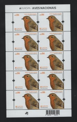 2019 - Folha Miniatura nº 94. Europa - Aves Nacionais - Continente. Nova sem charneira. Em boas condições.